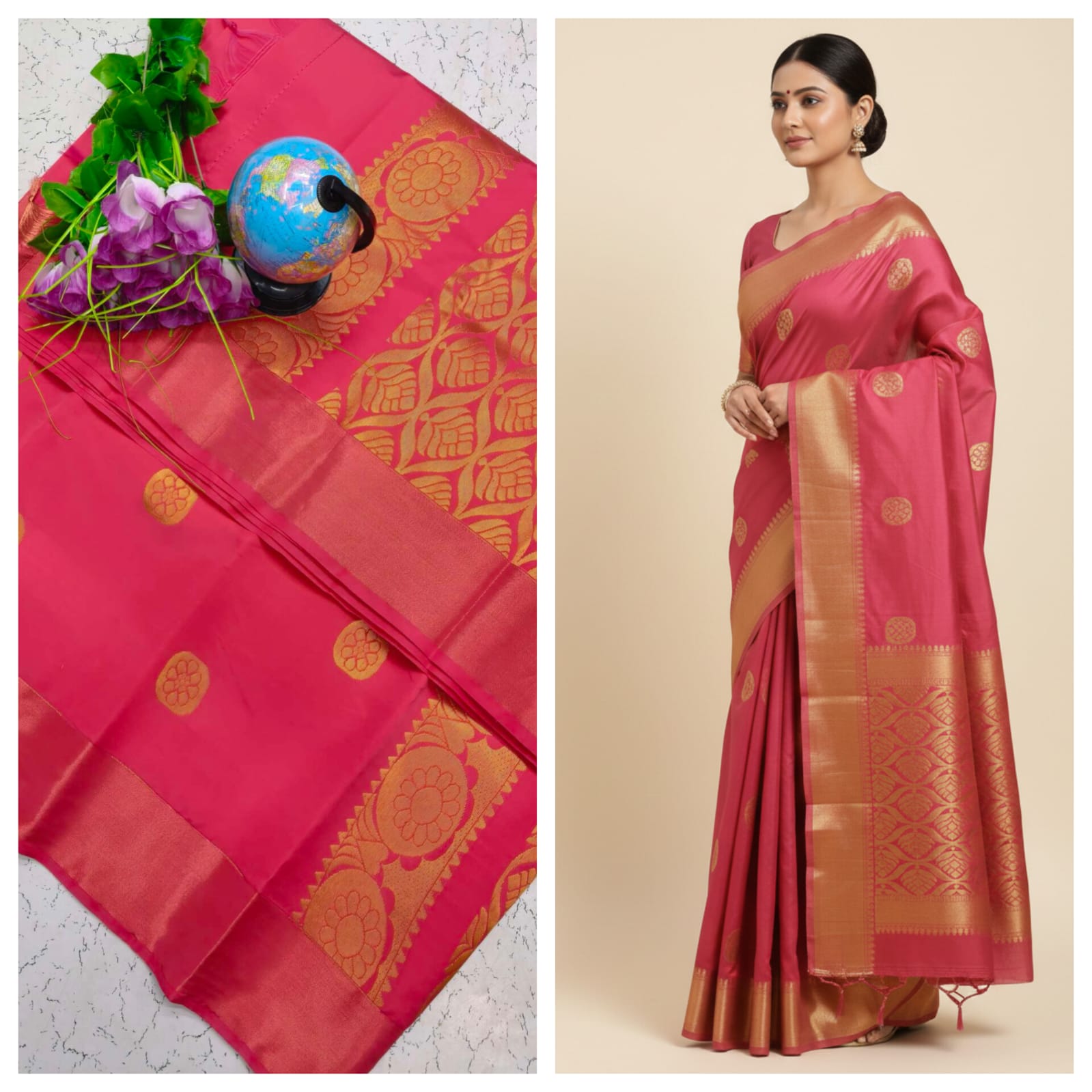 Kotta Cotton Silk Saree Pink